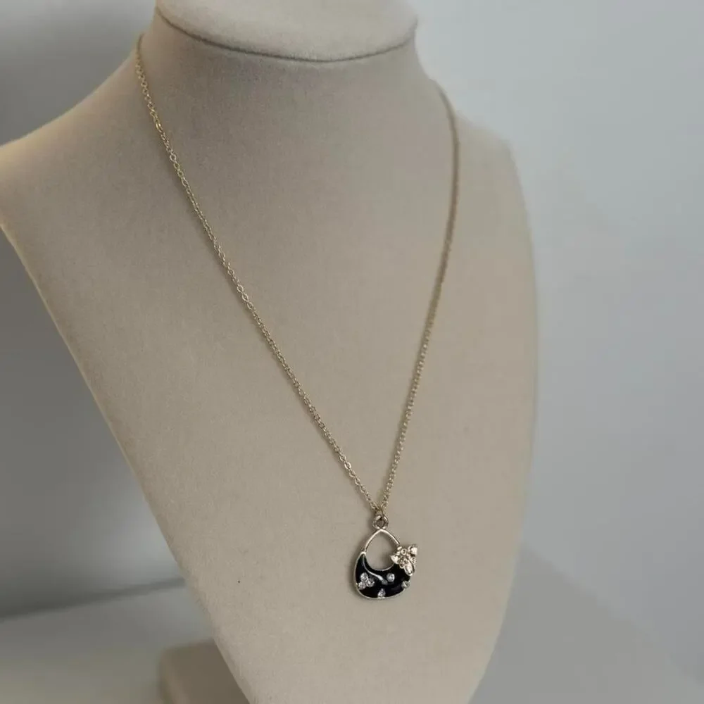 Black moon necklace with white - Picture 4 of 5